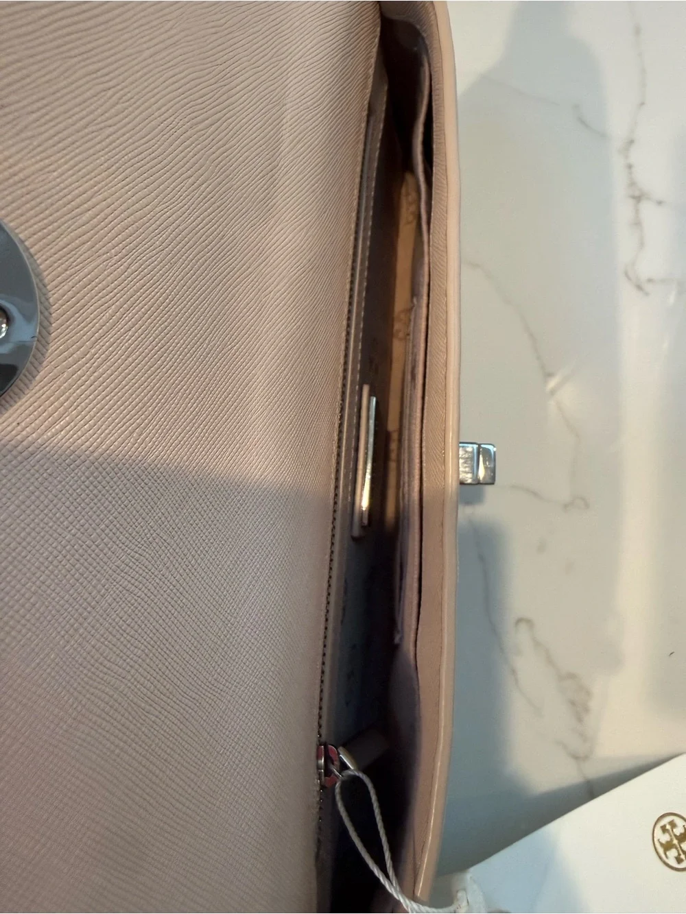 Tory Burch Light Pink Saffiano Leather Clutch